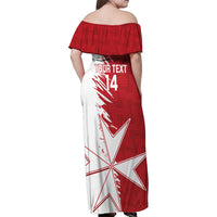 Custom Malta Football Family Matching Off Shoulder Maxi Dress and Hawaiian Shirt Go Champions Flag Style