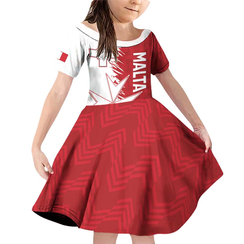 Custom Malta Football Family Matching Off Shoulder Short Dress and Hawaiian Shirt Go Champions Flag Style