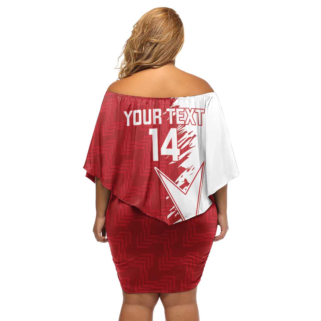 Custom Malta Football Family Matching Off Shoulder Short Dress and Hawaiian Shirt Go Champions Flag Style