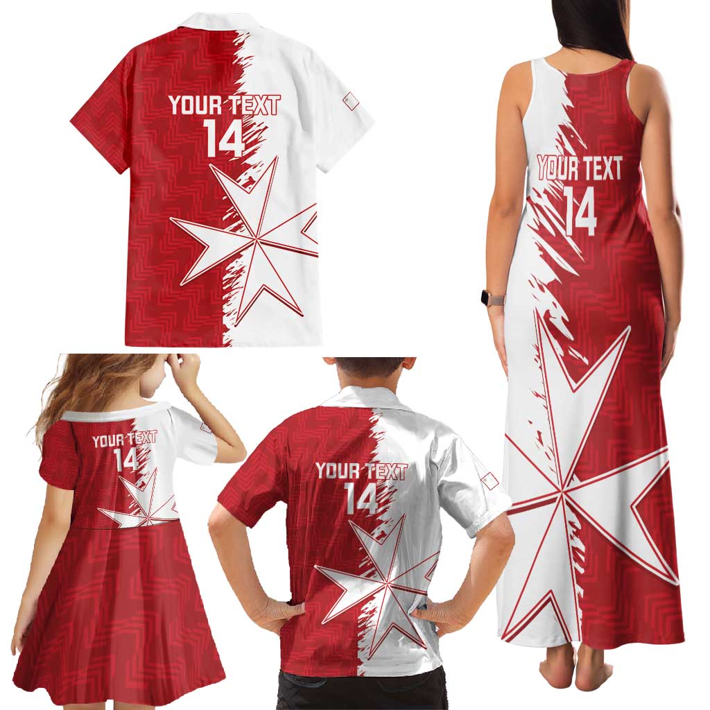 Custom Malta Football Family Matching Tank Maxi Dress and Hawaiian Shirt Go Champions Flag Style