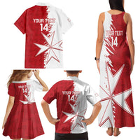 Custom Malta Football Family Matching Tank Maxi Dress and Hawaiian Shirt Go Champions Flag Style