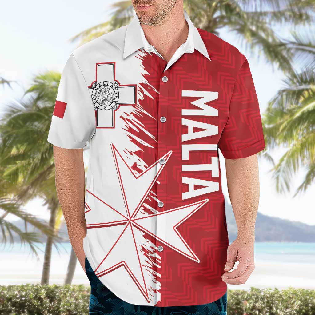 Custom Malta Football Hawaiian Shirt Go Champions Flag Style