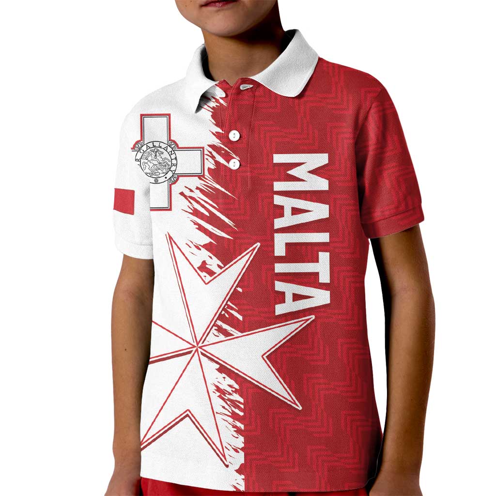 Custom Malta Football Kid Polo Shirt Go Champions Flag Style