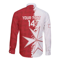 Custom Malta Football Long Sleeve Button Shirt Go Champions Flag Style