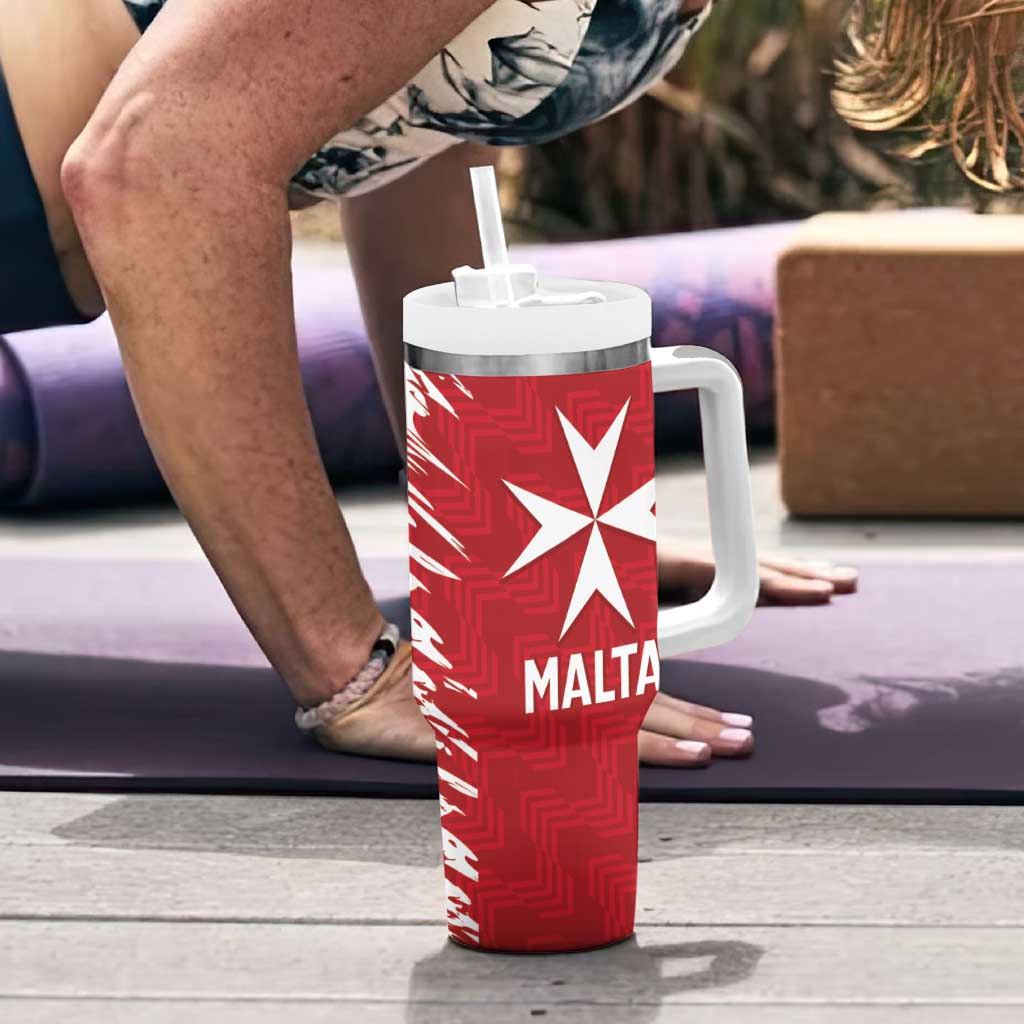Custom Malta Football Tumbler With Handle Go Champions Flag Style