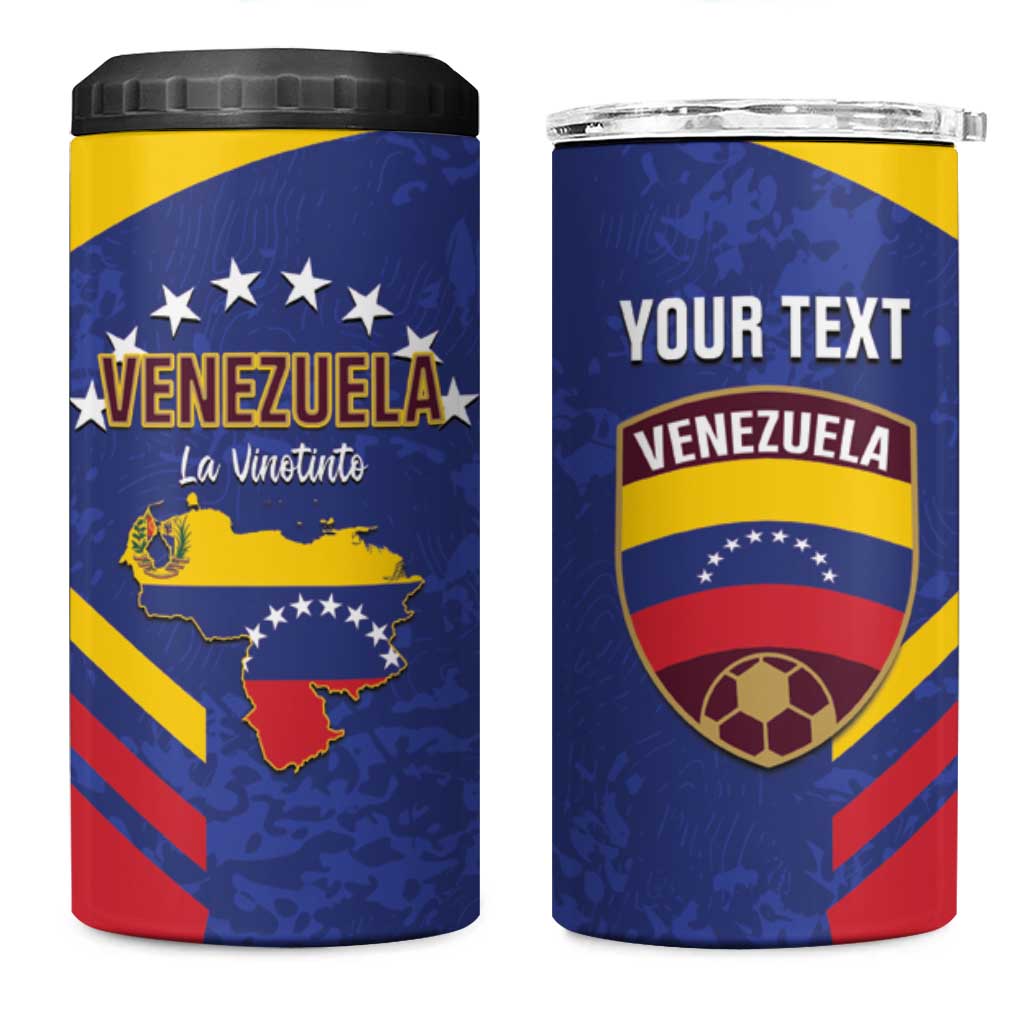 Custom Venezuela Football 4 in 1 Can Cooler Tumbler Come On La Vinotinto Flag Color