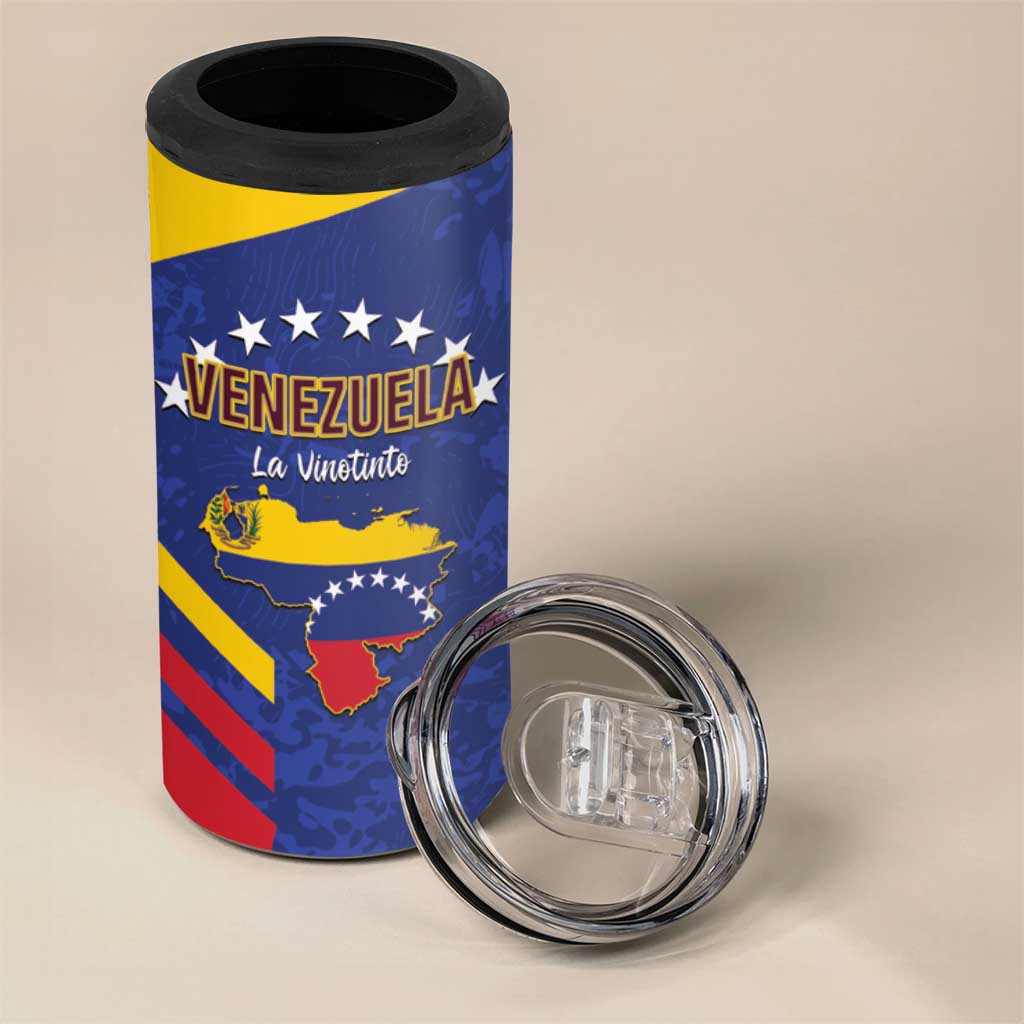 Custom Venezuela Football 4 in 1 Can Cooler Tumbler Come On La Vinotinto Flag Color