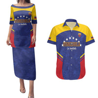 Custom Venezuela Football Couples Matching Puletasi and Hawaiian Shirt Come On La Vinotinto Flag Color