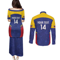 Custom Venezuela Football Couples Matching Puletasi and Long Sleeve Button Shirt Come On La Vinotinto Flag Color