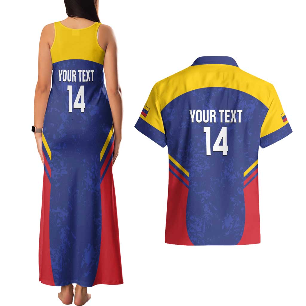 Custom Venezuela Football Couples Matching Tank Maxi Dress and Hawaiian Shirt Come On La Vinotinto Flag Color