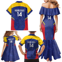 Custom Venezuela Football Family Matching Mermaid Dress and Hawaiian Shirt Come On La Vinotinto Flag Color