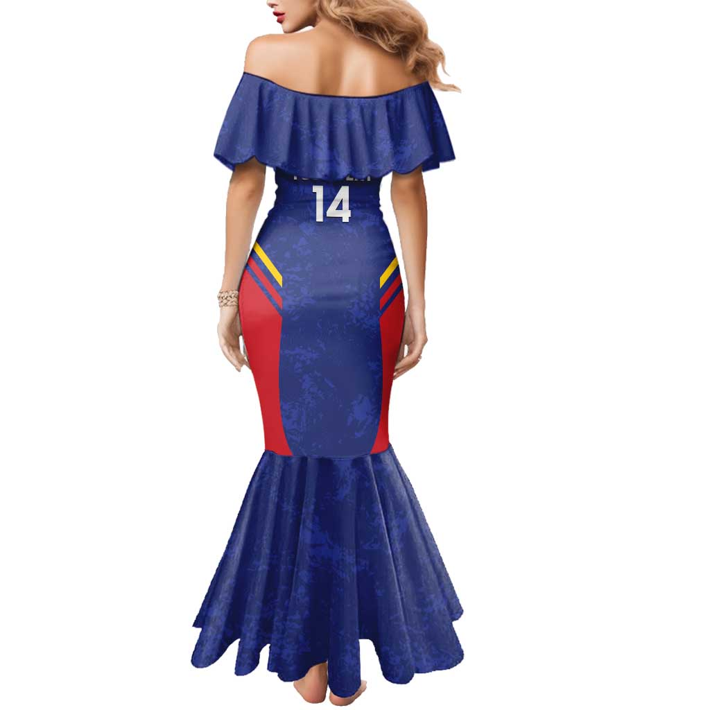 Custom Venezuela Football Family Matching Mermaid Dress and Hawaiian Shirt Come On La Vinotinto Flag Color
