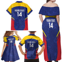 Custom Venezuela Football Family Matching Off Shoulder Maxi Dress and Hawaiian Shirt Come On La Vinotinto Flag Color