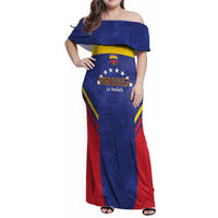 Custom Venezuela Football Family Matching Off Shoulder Maxi Dress and Hawaiian Shirt Come On La Vinotinto Flag Color