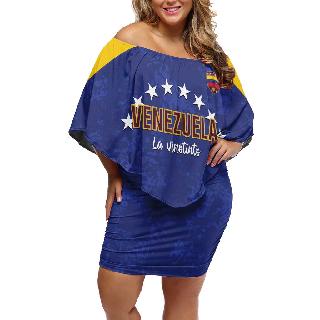 Custom Venezuela Football Family Matching Off Shoulder Short Dress and Hawaiian Shirt Come On La Vinotinto Flag Color
