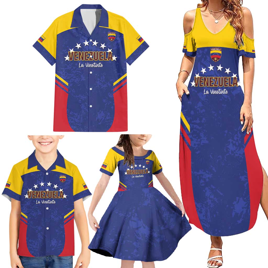 Custom Venezuela Football Family Matching Summer Maxi Dress and Hawaiian Shirt Come On La Vinotinto Flag Color