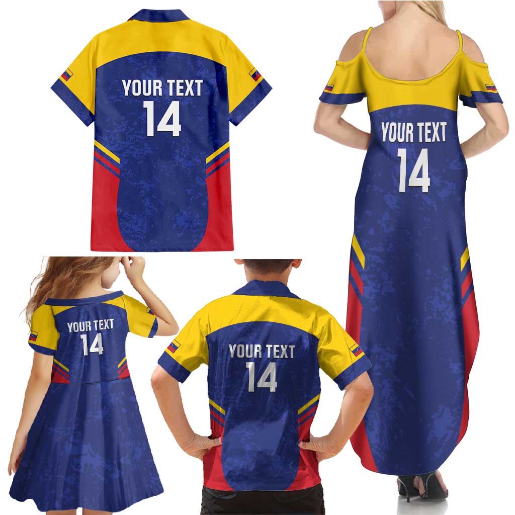 Custom Venezuela Football Family Matching Summer Maxi Dress and Hawaiian Shirt Come On La Vinotinto Flag Color