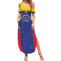 Custom Venezuela Football Family Matching Summer Maxi Dress and Hawaiian Shirt Come On La Vinotinto Flag Color