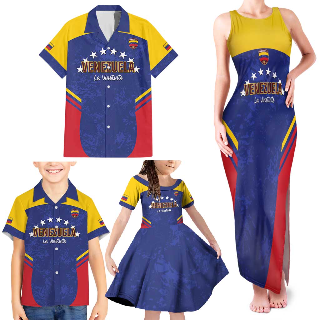 Custom Venezuela Football Family Matching Tank Maxi Dress and Hawaiian Shirt Come On La Vinotinto Flag Color