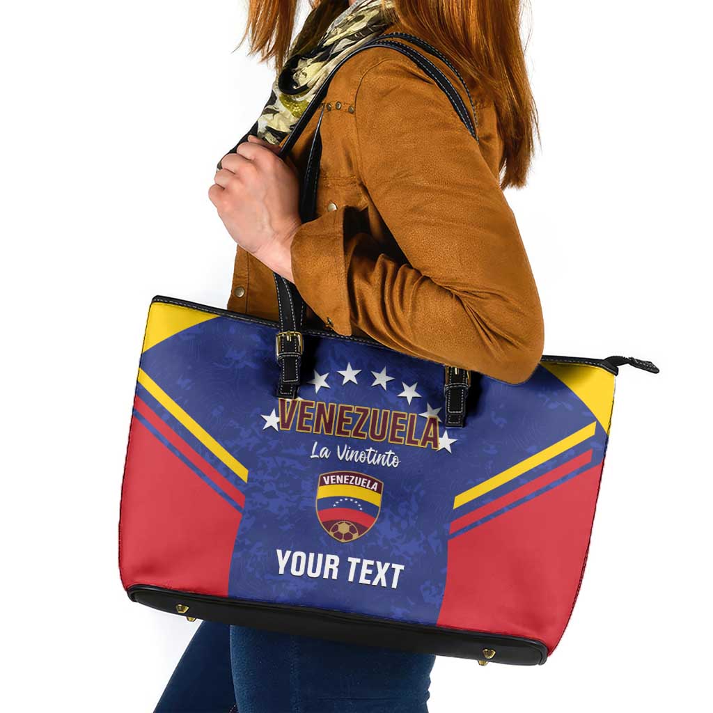 Custom Venezuela Football Leather Tote Bag Come On La Vinotinto Flag Color