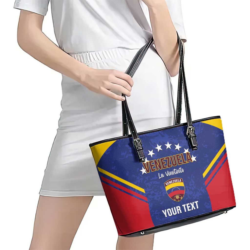 Custom Venezuela Football Leather Tote Bag Come On La Vinotinto Flag Color