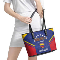 Custom Venezuela Football Leather Tote Bag Come On La Vinotinto Flag Color