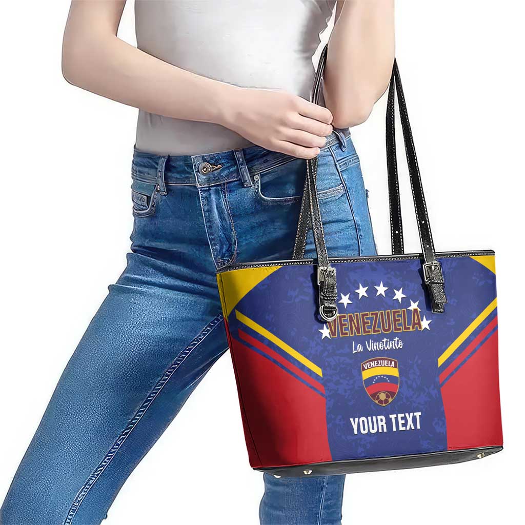 Custom Venezuela Football Leather Tote Bag Come On La Vinotinto Flag Color