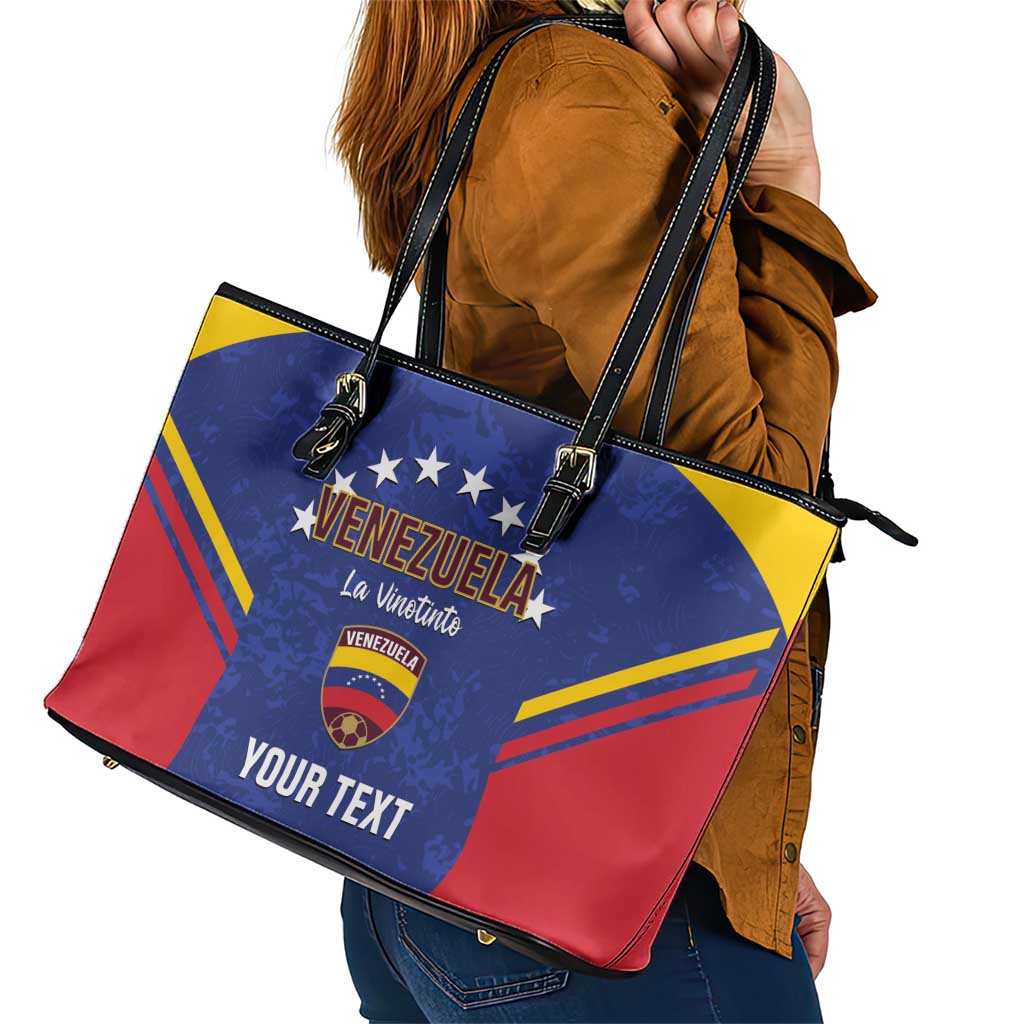 Custom Venezuela Football Leather Tote Bag Come On La Vinotinto Flag Color