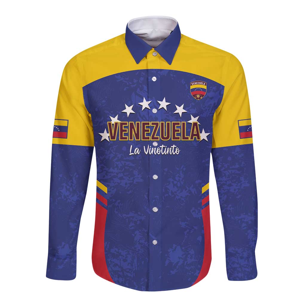 Custom Venezuela Football Long Sleeve Button Shirt Come On La Vinotinto Flag Color