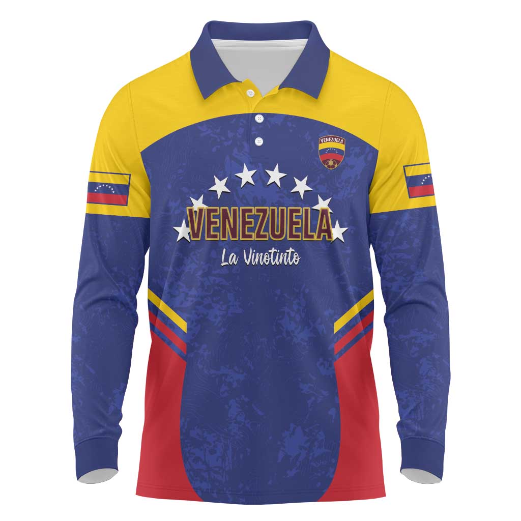Custom Venezuela Football Long Sleeve Polo Shirt Come On La Vinotinto Flag Color
