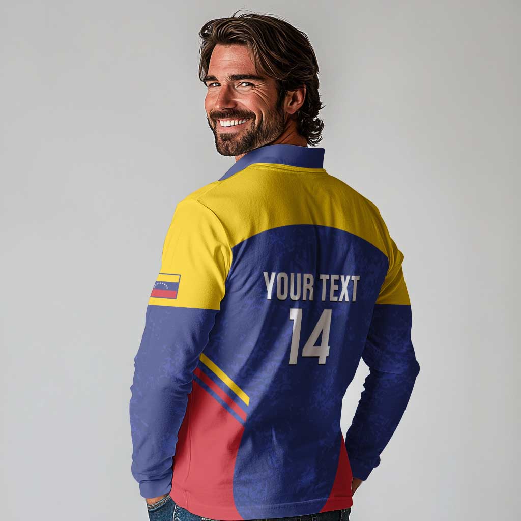Custom Venezuela Football Long Sleeve Polo Shirt Come On La Vinotinto Flag Color