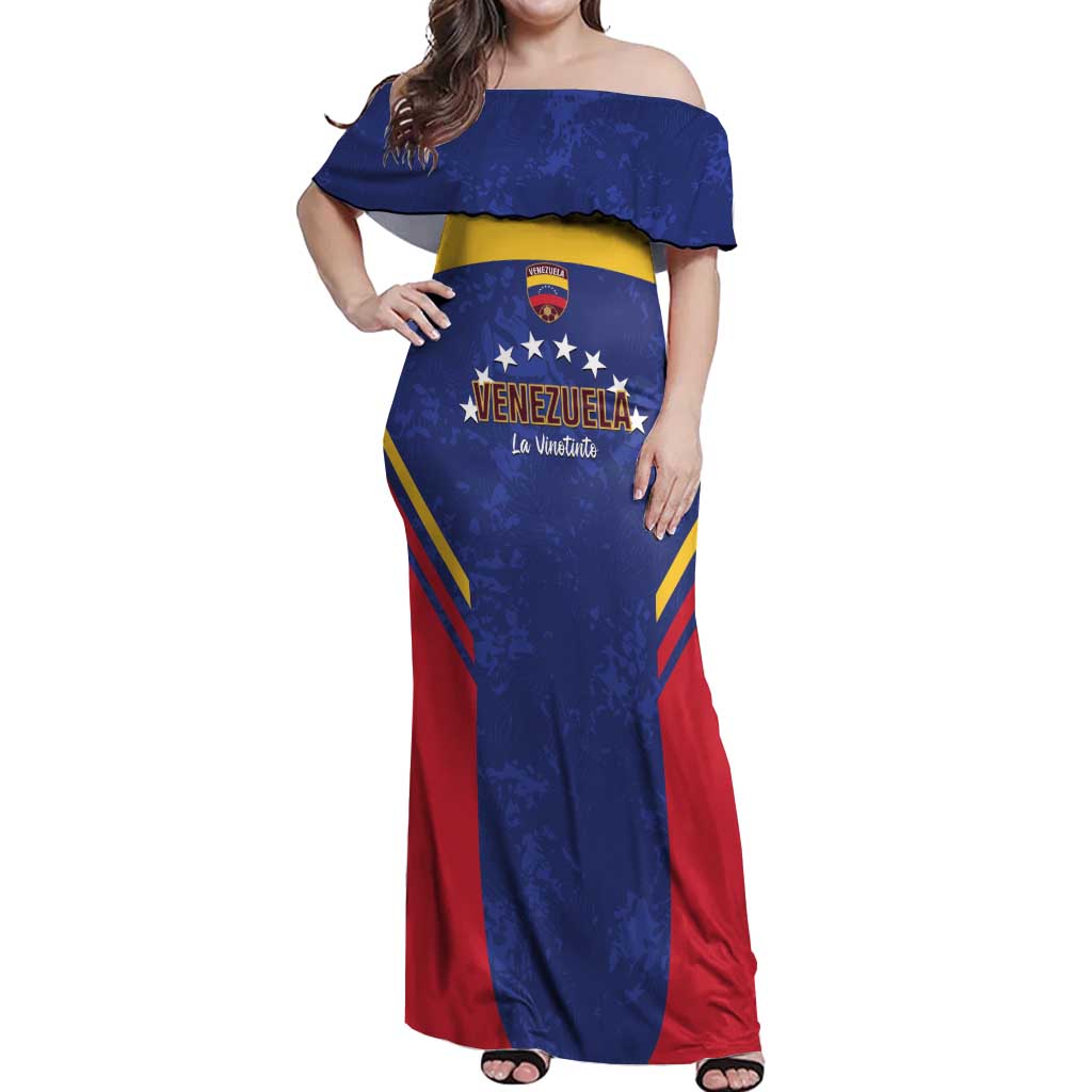 Custom Venezuela Football Off Shoulder Maxi Dress Come On La Vinotinto Flag Color