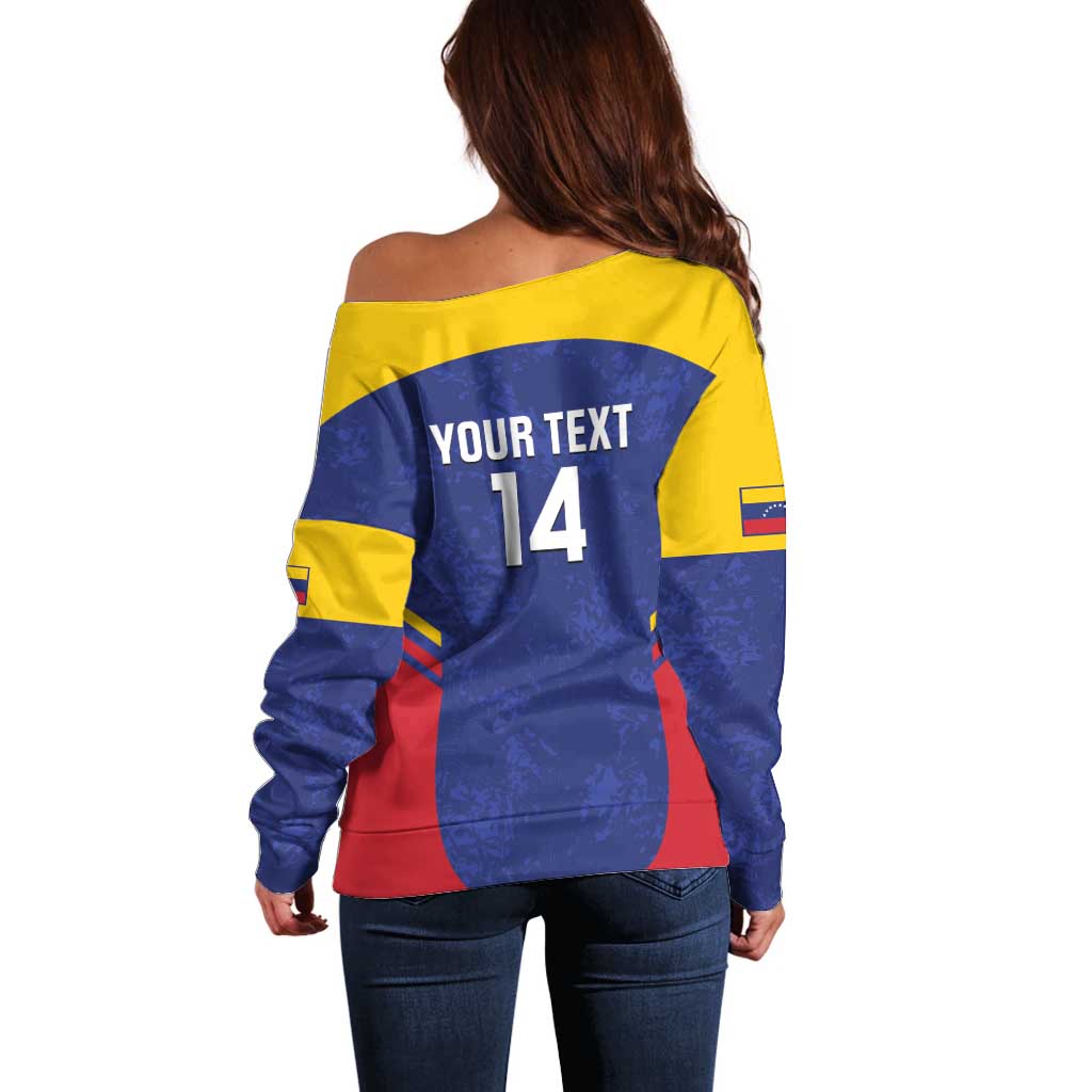 Custom Venezuela Football Off Shoulder Sweater Come On La Vinotinto Flag Color