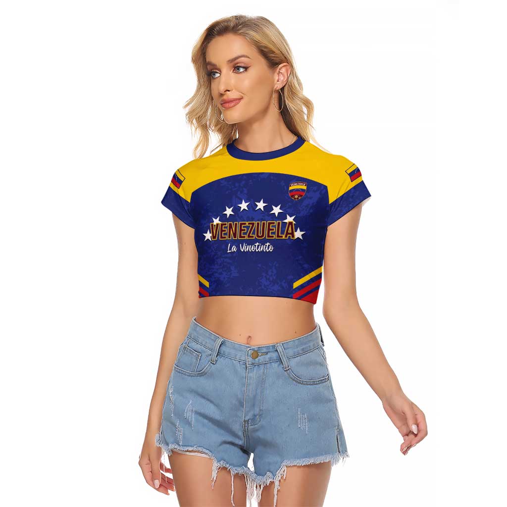 Custom Venezuela Football Raglan Cropped T Shirt Come On La Vinotinto Flag Color