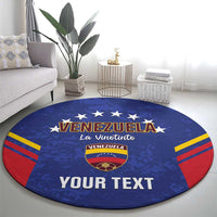 Custom Venezuela Football Round Carpet Come On La Vinotinto Flag Color