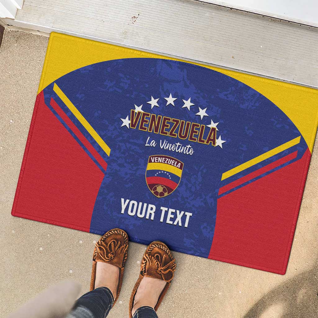 Custom Venezuela Football Rubber Doormat Come On La Vinotinto Flag Color