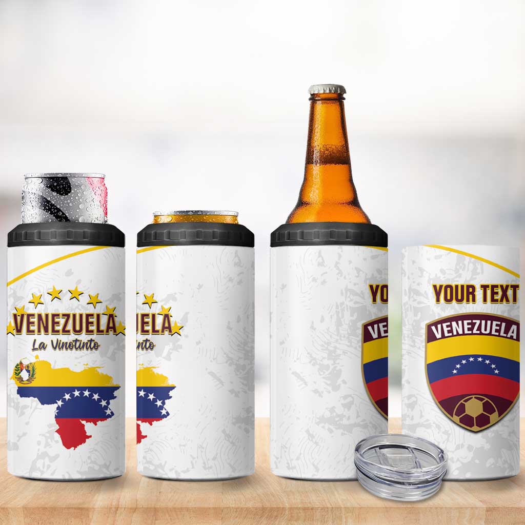 Custom Venezuela Football 4 in 1 Can Cooler Tumbler Come On La Vinotinto White