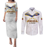 Custom Venezuela Football Couples Matching Puletasi and Long Sleeve Button Shirt Come On La Vinotinto White