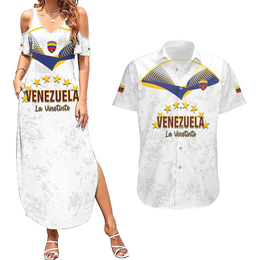 Custom Venezuela Football Couples Matching Summer Maxi Dress and Hawaiian Shirt Come On La Vinotinto White