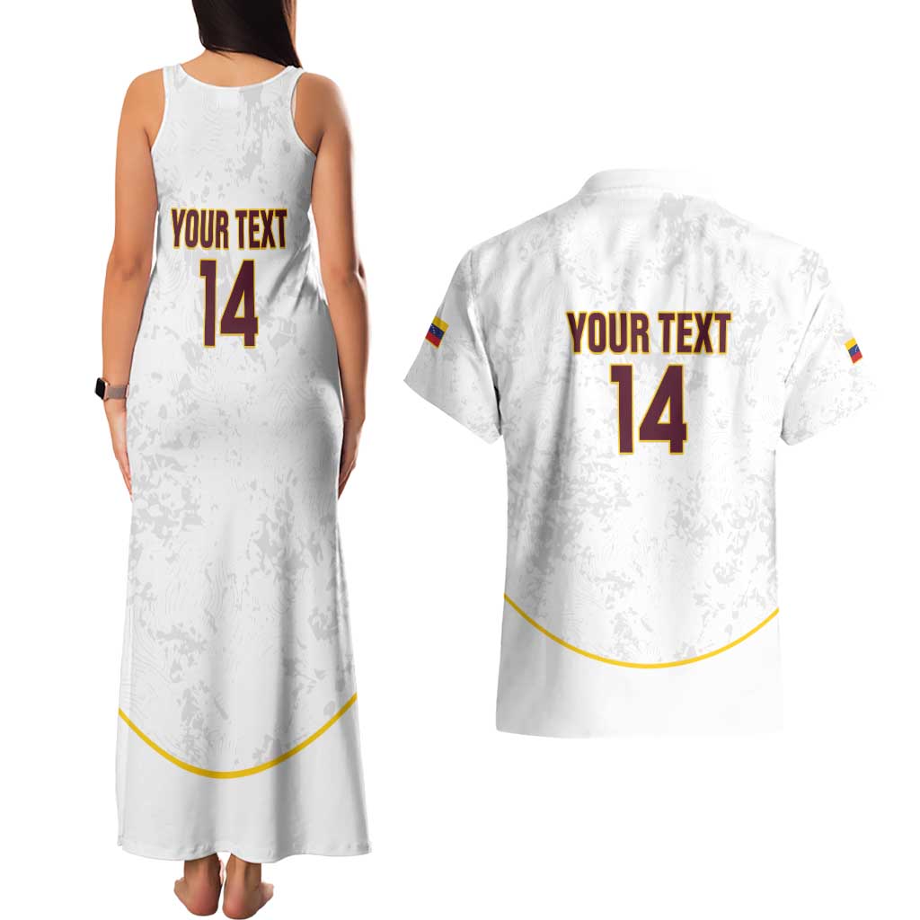 Custom Venezuela Football Couples Matching Tank Maxi Dress and Hawaiian Shirt Come On La Vinotinto White