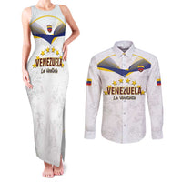 Custom Venezuela Football Couples Matching Tank Maxi Dress and Long Sleeve Button Shirt Come On La Vinotinto White