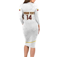 Custom Venezuela Football Family Matching Long Sleeve Bodycon Dress and Hawaiian Shirt Come On La Vinotinto White