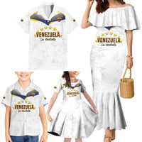 Custom Venezuela Football Family Matching Mermaid Dress and Hawaiian Shirt Come On La Vinotinto White