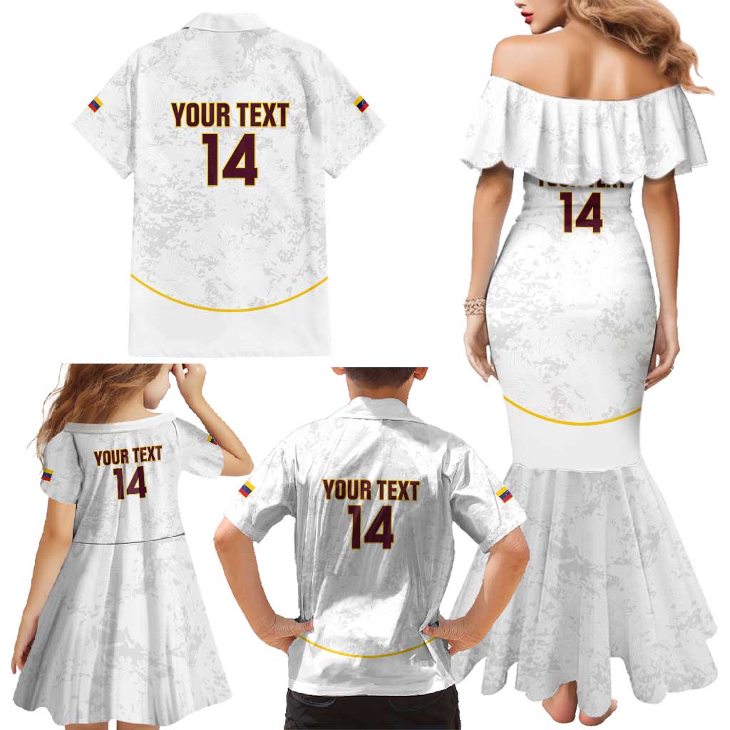 Custom Venezuela Football Family Matching Mermaid Dress and Hawaiian Shirt Come On La Vinotinto White