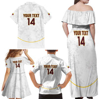 Custom Venezuela Football Family Matching Off Shoulder Maxi Dress and Hawaiian Shirt Come On La Vinotinto White