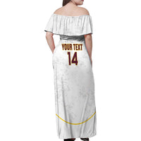 Custom Venezuela Football Family Matching Off Shoulder Maxi Dress and Hawaiian Shirt Come On La Vinotinto White