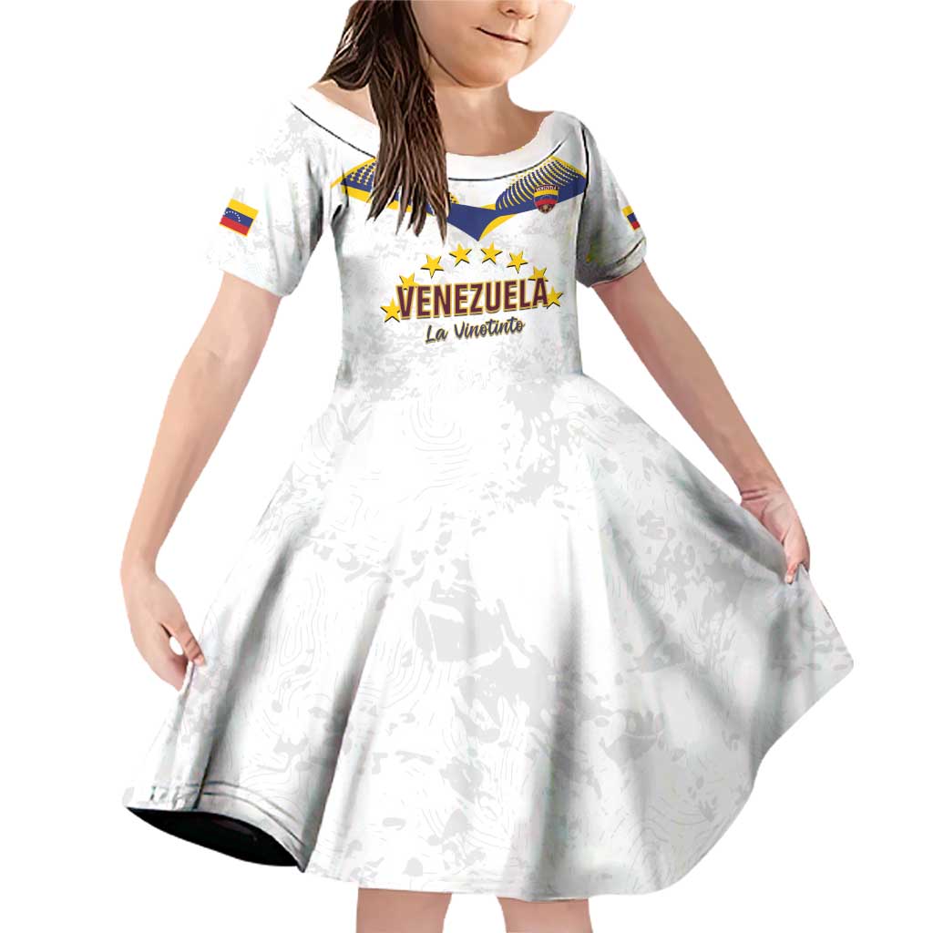 Custom Venezuela Football Family Matching Off Shoulder Short Dress and Hawaiian Shirt Come On La Vinotinto White