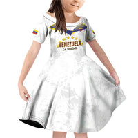 Custom Venezuela Football Family Matching Off Shoulder Short Dress and Hawaiian Shirt Come On La Vinotinto White