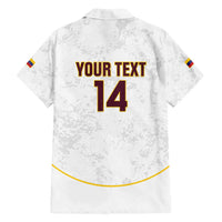 Custom Venezuela Football Family Matching Off Shoulder Short Dress and Hawaiian Shirt Come On La Vinotinto White