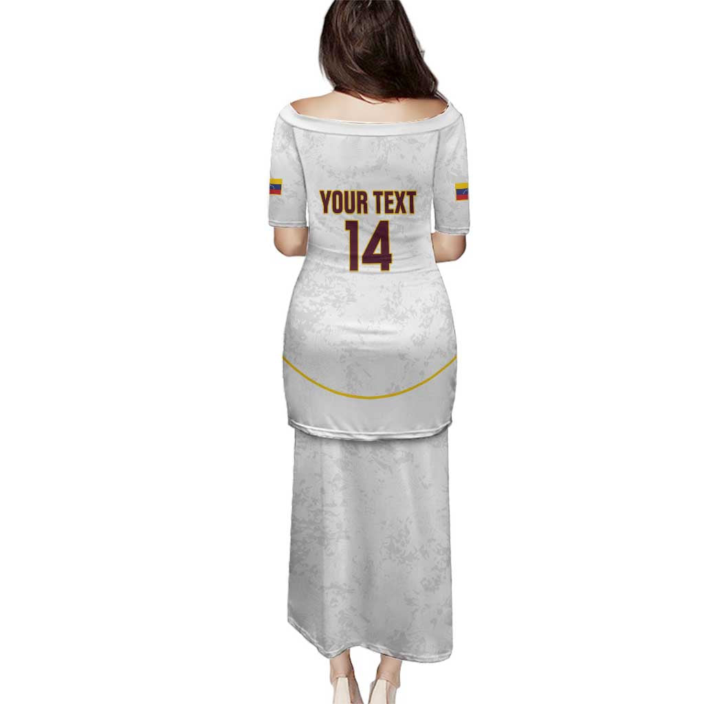 Custom Venezuela Football Family Matching Puletasi and Hawaiian Shirt Come On La Vinotinto White